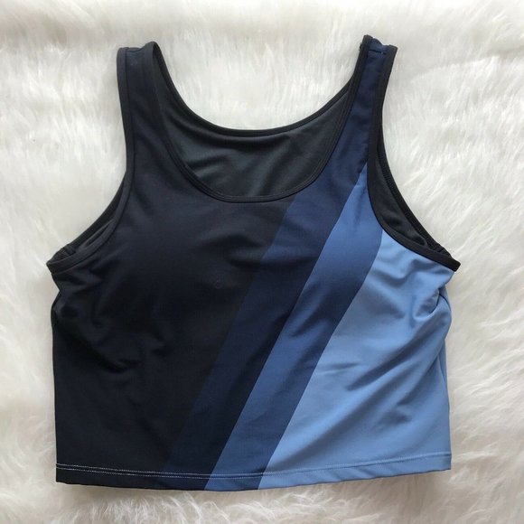 ZYIA Other - ZYIA Storm Parallel Luxe Padded Sports Bra Tank Women's Large Colorblock Blues